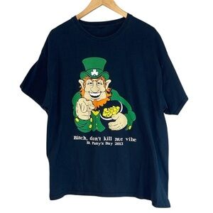 UNISEX Retro 2013 Black St. Patty's Day Graphic T-Shirt Leprechaun XL *As Is*